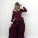 maglia in costina elasticizzata con colletto trick